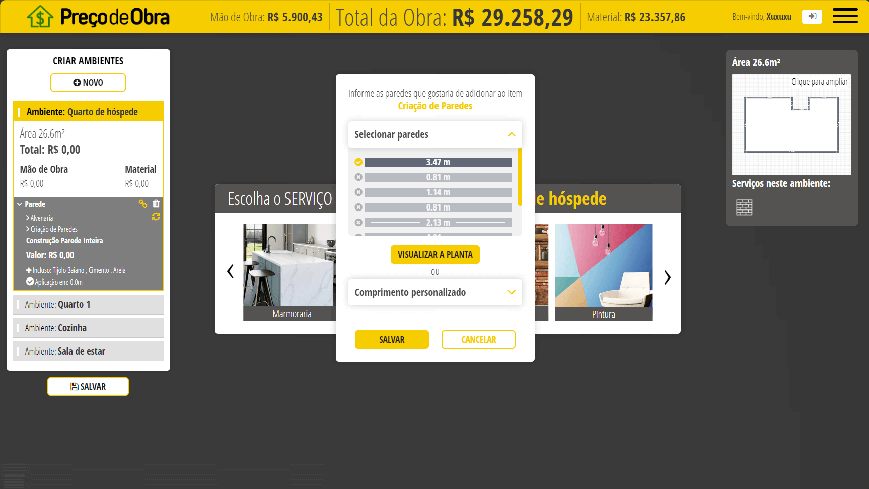 Seleção das Paredes